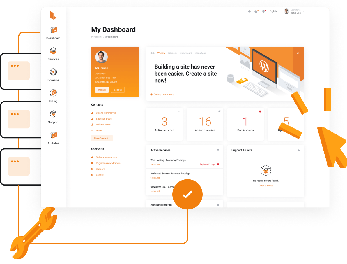 Super easy control panel to manage all your services